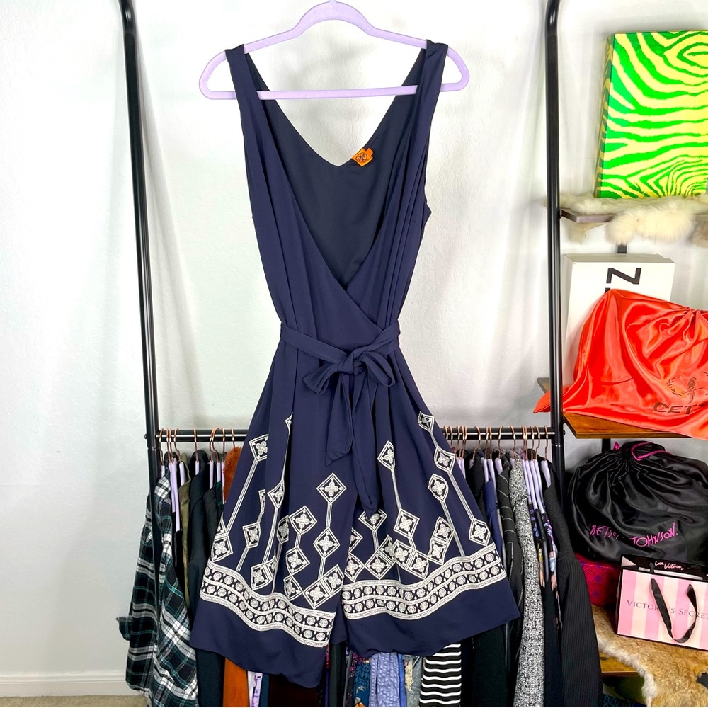 Tory Burch Navy Reena Wrap Dress